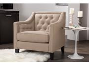 Baxton Studio Vienna Classic Retro Modern Contemporary Beige Fabric Upholstered Button tufted Armchair
