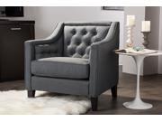 Baxton Studio Vienna Classic Retro Modern Contemporary Grey Fabric Upholstered Button tufted Armchair