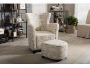 Baxton Studio Benson French Script Patterned Fabric Club Chair and Ottoman Set