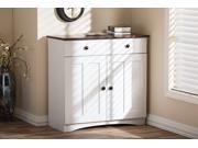 Baxton Studio Lauren Modern and Contemporary Two tone White and Dark Brown Buffet Kitchen Cabinet with Two Doors and Two Drawers