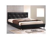 Barbara Black Modern Bed with Crystal Button Tufting Queen Size