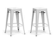 Baxton Studio French Industrial Modern Counter Stool in White Set of 2