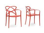 Baxton Studio Huxx Red Plastic Stackable Modern Dining Chair Set of 2