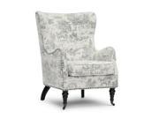 Baxton Studio Livingston Beige Linen Accent Chair with Colonial Print