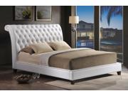 Baxton Studio Jazmin Tufted White Modern Bed with Upholstered Headboard King Size