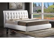 Baxton Studio Jeslyn White Modern Bed with Tufted Headboard Queen Size