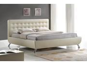Baxton Studio Elizabeth Pearlized Almond Modern Bed with Upholstered Headboard Queen Size