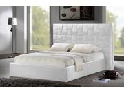 Baxton Studio Prenetta White Modern Bed with Upholstered Headboard Queen Size