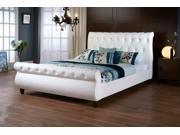 Baxton Studio Ashenhurst White Modern Sleigh Bed with Upholstered Headboard Queen Size