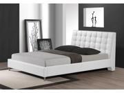 Baxton Studio Zeller White Modern Bed with Upholstered Headboard Queen Size