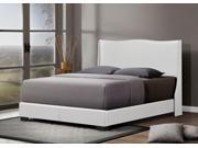 Baxton Studio Duncombe White Modern Bed with Upholstered Headboard Queen Size