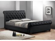 Baxton Studio Leighlin Black Modern Sleigh Bed with Upholstered Headboard Full Size