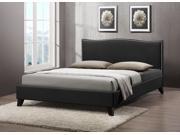 Baxton Studio Battersby Black Modern Bed with Upholstered Headboard Queen Size