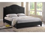 Baxton Studio Marsha Scalloped Black Modern Bed with Upholstered Headboard Queen Size