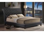 Baxton Studio Jazmin Tufted Black Modern Bed with Upholstered Headboard Queen Size