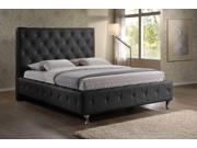 Baxton Studio Stella Crystal Tufted Black Modern Bed with Upholstered Headboard Queen Size