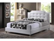 Carlotta White Modern Bed with Upholstered Headboard King Size