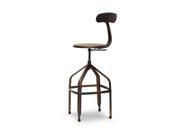 Architect s Industrial Bar Stool with Backrest in Antiqued Copper