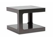 Clara Black Modern End Table with 2 Glass Shelves