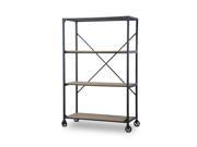 Baxton Studio Caribou Wood and Metal Bookcase