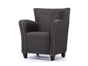 Baxton Studio Acton Dark Grey Linen Contemporary French Accent Chair