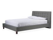 Baxton Studio Zeller Grey Linen Modern Queen Size Bed with Upholstered Headboard