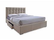 Baxton Studio Sarter Contemporary Grid Tufted Brown Fabric Upholstered Storage Queen Size Bed with 2 drawer