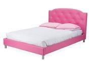 Baxton Studio Canterbury Pink Leather Contemporary Full Size Bed