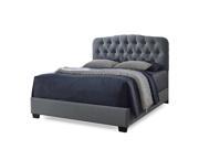 Baxton Studio Romeo Contemporary Espresso Button Tufted Upholstered Bed Queen Grey