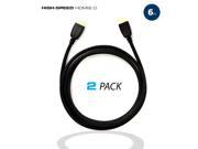 QualGear High Speed 6 HDMI 2.0 Cable with Ethernet Black 2 Pack