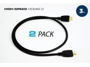 QualGear High Speed HDMI 2.0 Cable with Ethernet 3 Feet 2 Pack 100% OFC Copper 24K Gold Plated Contacts Triple Shielded. Supports 4K Ultra HD 3D 18 Gb