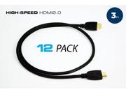 QualGear High Speed 3 HDMI 2.0 Cable with Ethernet Black 12 Pack