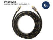 QualGear 6 Feet HDMI Premium Certified 2.0 cable with 24K Gold Plated Contacts Supports 4K Ultra HD 3D 18Gbps Audio Return Channel Ethernet QG PCBL HD20 6