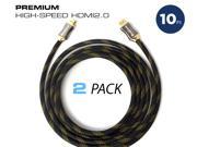 QualGear 10 Feet 2 Pack HDMI Premium Certified 2.0 cable with 24K Gold Plated Contacts Supports 4K Ultra HD 3D 18Gbps Audio Return Channel Ethernet QG PCB