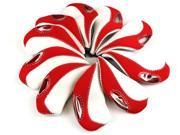 The Elixir Golf Iron Club Head Covers Set of 10 White Red