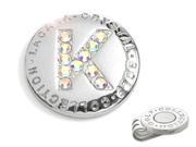 The Elixir Golf 100% Genuine Stellux Austrian Crystal Golf Ball Marker with Hat Clip Initial K