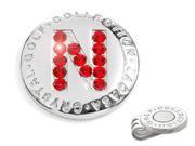 The Elixir Golf 100% Genuine Stellux Austrian Crystal Golf Ball Marker with Hat Clip Initial N