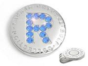 The Elixir Golf 100% Genuine Stellux Austrian Crystal Golf Ball Marker with Hat Clip Initial R