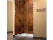 UnidoorLux 44 in. W x 72 in. H Hinged Shower Door Oil Rubbed Bronze Finish Hardw