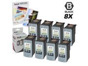LD © Remanufactured Canon PG50 Set of 8 Black Inkjet Cartridges Free 20 Pack of LD Brand 4x6 Photo Paper