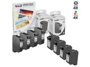 LD © Remanufactured Replacement Ink for HP 45 HP 23 Combo Set 4 Black HP 45 51645A and 4 Tri Color HP 23 C1283D Free 20 Pack of LD Brand 4x6 Photo Pap