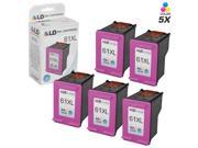 LD © Remanufactured Replacements for Hewlett Packard CC564WN 61XL 61 Set of 5 High Yield Tri Color Ink Cartridges for use in HP Deskjet ENVY e all in one