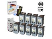LD © Remanufactured Canon PG30 Set of 9 Black Inkjet Cartridges Free 20 Pack of LD Brand 4x6 Photo Paper