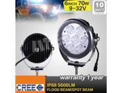 6inch 70w round cree led driving light black color led off road light for ATV UTV TRUCK 4x4 off road use.