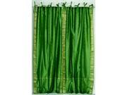 Forest Green Tie Top Sheer Sari Curtain Drape Panel 43W x 120L Piece