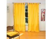 Yellow Tab Top Sheer Sari Cafe Curtain Drape Panel 43W x 36L Piece