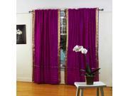 Violet Red Rod Pocket Sheer Sari Cafe Curtain Drape Panel 43W x 36L Piece