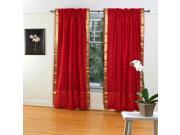 Fire Brick Rod Pocket Sheer Sari Curtain Drape Panel 80W x 84L Pair