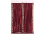 Maroon Rod Pocket Sheer Sari Curtain Drape Panel 80W x 120L Pair