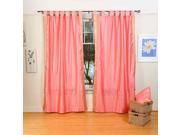 Pink Tab Top Sheer Sari Cafe Curtain Drape Panel 43W x 24L Piece